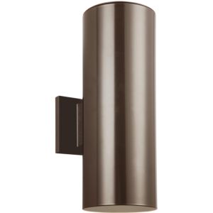 Visual Comfort Studio Cylinders 2-Light 14" Outdoor Wall Light in Bronze