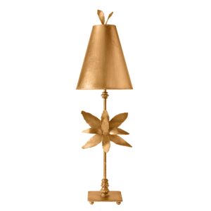 Azalea Gold 1-Light Buffet Lamp in Gold leaf and w with blossom