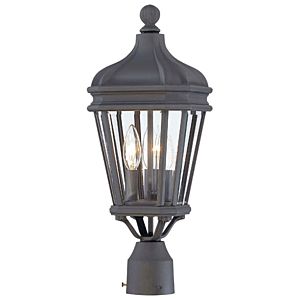 The Great Outdoors Harrison 3 Light 20 Inch Outdoor Post Light in Black
