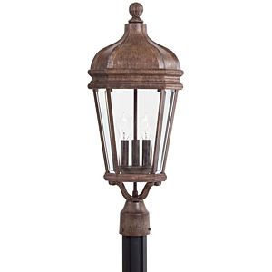The Great Outdoors Harrison 3 Light 26 Inch Outdoor Post Light in Vintage Rust