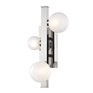 Hudson Valley Mini Hinsdale 3 Light 18 Inch Wall Sconce in Polished Nickel