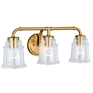 Toledo 3-Light Bathroom Vanity Light in Natural Brass
