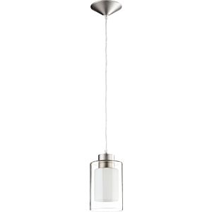 Quorum Home Pendant Light in Satin Nickel Clear and White