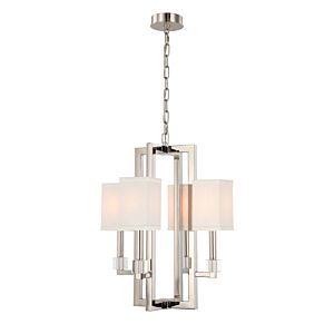 Crystorama Dixon 4 Light 24 Inch Modern Chandelier in Polished Nickel with Crystal Cubes Crystals