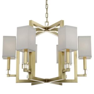 Crystorama Dixon 6 Light 20 Inch Transitional Chandelier in Aged Brass with Crystal Cubes Crystals