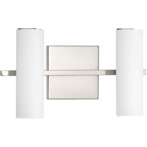 Colonnade LED 2-Light LED Bathroom Vanity Light in Brushed Nickel