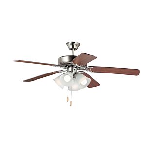  Transitional 52" Indoor Ceiling Fan in Satin Nickel and Walnut and Pecan
