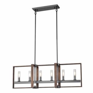 DVI Blairmore 6-Light Linear Pendant in Ironwood and Graphite