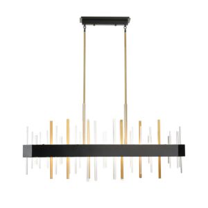 DVI Crystal Boulevard 1-Light LED Linear Pendant in Venetian Brass and Graphite with Optic Glass Inserts