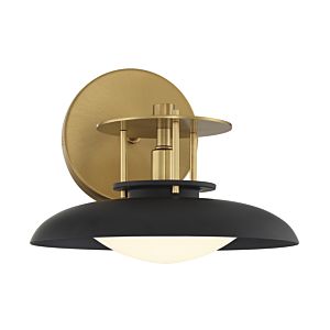 Gavin 1-Light Wall Sconce in Matte Black with Warm Brass Accents