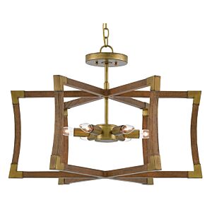 Currey & Company 6-Light 19" Bastian Small Lantern in Chestnut and Brass
