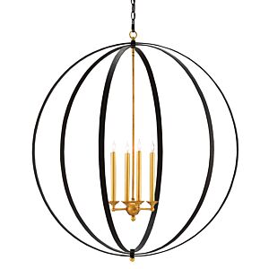 Currey & Company 4-Light 39" Ogden Orb Chandelier in Chinois Antique Gold Leaf and Black