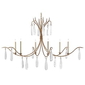 Marshallia 6-Light Chandelier in Rustic Gold with Faux Rock Crystal