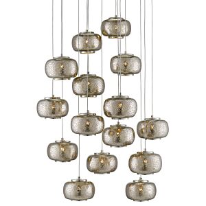 Pepper 15-Light 15 Light Pendant in Painted Silver with Nickel