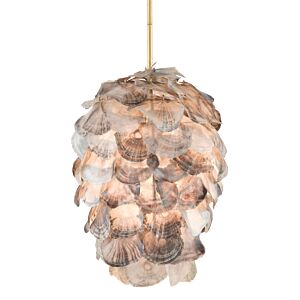 Cruselle 1-Light Pendant in Contemporary Gold Leaf with Painted Gold with Natural Shell