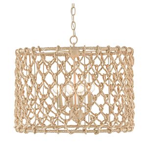 Chesapeake 4-Light Chandelier in Beige with Smokewood with Natural Rope