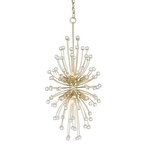 Chrysalis 8-Light Chandelier in Contemporary Silver Leaf with Clear