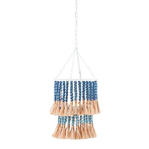 Jamie Beckwith 1-Light Pendant in Sugar White with Mist Blue with Demin Blue/Natural Rope