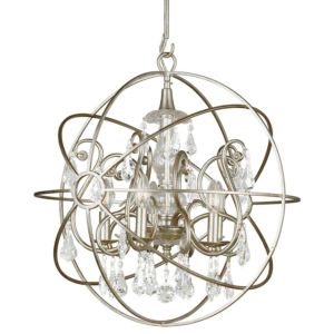 Crystorama Solaris 5 Light 24 Inch Industrial Chandelier in Olde Silver with Clear Swarovski Strass Crystals