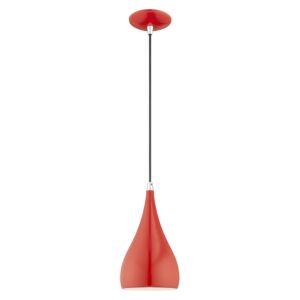 Amador 1-Light Mini Pendant in Shiny Red w with Polished Chromes