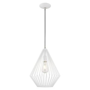 Linz 1-Light Mini Pendant in White w with Brushed Nickels