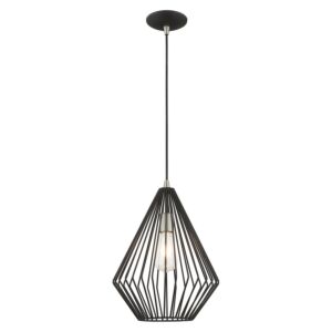 Linz 1-Light Mini Pendant in Black w with Brushed Nickels