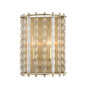 Hudson Valley Whitestone 2 Light 14 Inch Wall Sconce in Aged Brass