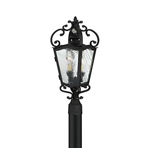 The Great Outdoors Brixton Ivy 3 Light Outdoor Post Light in Coal with Honey Gold Highlight