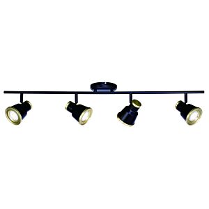 Fairhaven 4-Light LED Directional Ceiling Light in Textured Black and Natural Brass