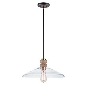 Nelson 1-Light Pendant in Weathered Oak with Antique Brass