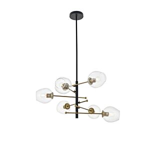Paragon 6-Light Pendant in Matte Black and Brass
