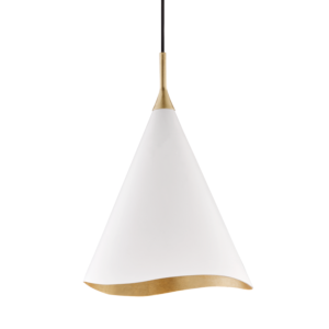  Martini Pendant Light in Gold Leaf and White