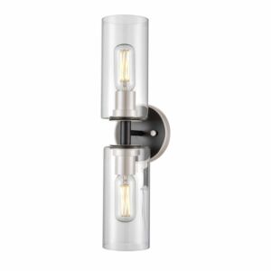 DVI Barker 2-Light Bathroom Vanity Light in Satin Nickel and Graphite