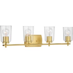 Adley 4-Light Bathroom Vanity Light & Vanity in Satin Brass