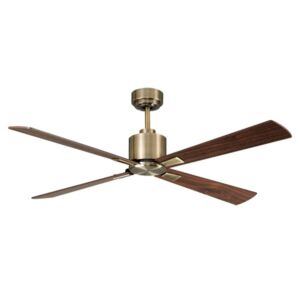 Climate 52" Hanging Ceiling Fan in Antique Brass and Walnut