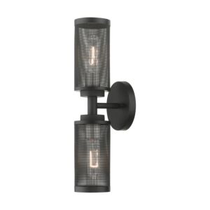 Industro 2-Light Wall Sconce in Black w with Brushed Nickels