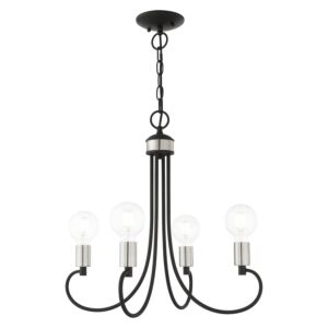 Bari 4-Light Chandelier in Black w with Brushed Nickels