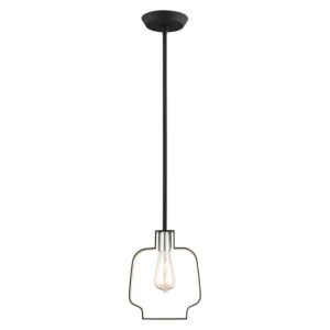 Meadowbrook 1-Light Pendant in Black w with Brushed Nickels