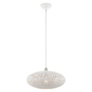 Charlton 1-Light Pendant in White w with Brushed Nickels
