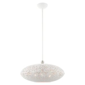 Charlton 3-Light Pendant in White w with Brushed Nickels