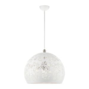 Chantilly 3-Light Pendant in White w with Brushed Nickels