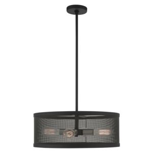 Industro 4-Light Chandelier in Black w with Brushed Nickels