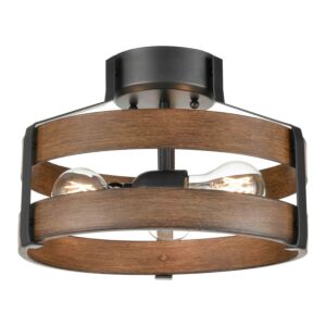 Fort Garry 3-Light Semi-Flush Mount in Graphite and Ironwood