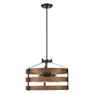 Fort Garry 3-Light Pendant in Graphite and Ironwood
