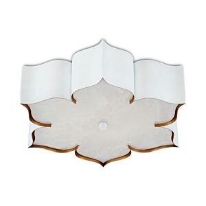 Grand Lotus 2-Light Flush Mount in Sugar White with  Contemporary Gold