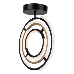Trilogy Collection Integrated LED Semi-Flush Mount in Black and Brass