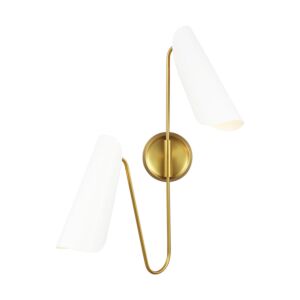 Tresa 2-Light Wall Sconce in Matte White with Burnished Brass