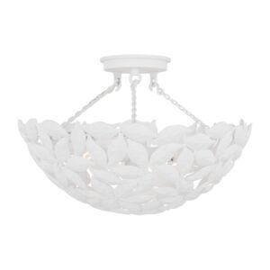 Kelan 3-Light Semi-Flush Mount Ceiling Light in Textured White