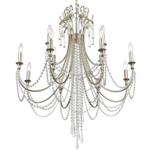 Crystorama Arcadia 12 Light 42 Inch Chandelier in Antique Silver with Clear Hand Cut Crystals