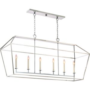Quoizel Aviary 6 Light 54 Inch Kitchen Island Light in Polished Nickel